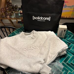 Solidcore Solidays Light Gray Embossed Logo Mock neck sweatshirt